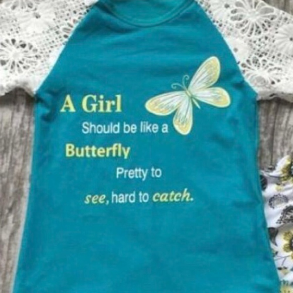 SALE  🦋 Girls Should be like a Butterfly 2pc  Set - Picture 6 of 8